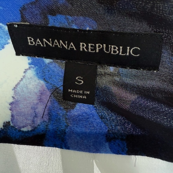 Banana Republic Sheer Floral Chiffon Button Up Blouse Blue White Women S - Picture 7 of 8